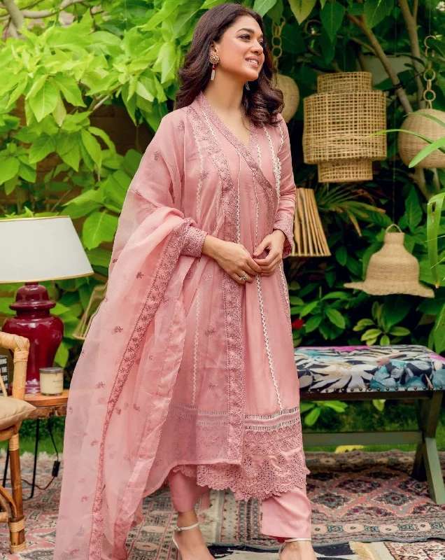 Designer Raw Silk Pink Salwar Kameez Pakistani Party Dresses Tunics Designer luxury