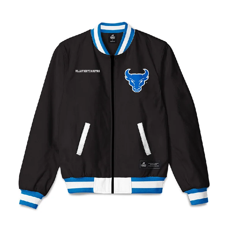 Buffalo - NCAA Women's Cross Country : Leslie Villafuerte Castro - Bomber Jacket Sleek Metallic Bomber