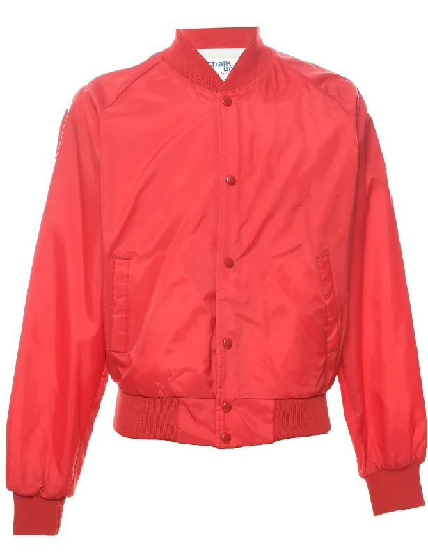 Red Bomber Jacket - L Leather Panel Bomber