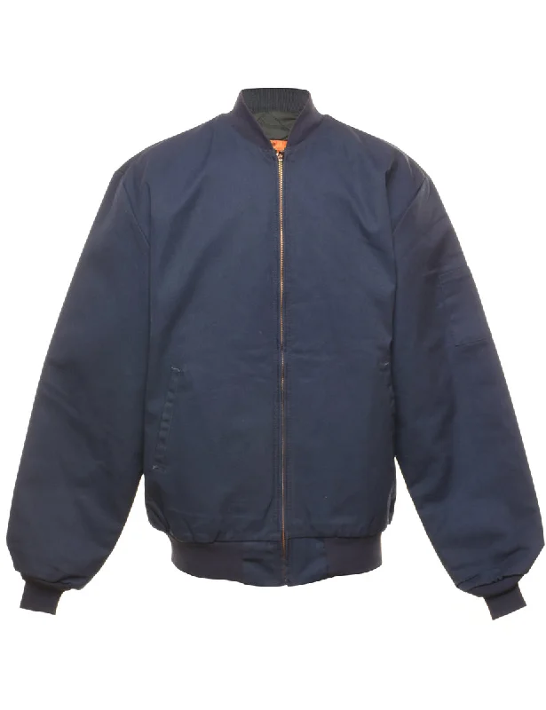 Navy Classic Bomber Jacket - L Relaxed Varsity Bomber