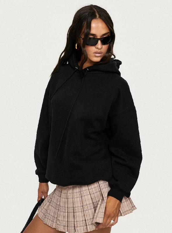 Alvon Hooded Sweatshirt Black Hoodie with Set-In Sleeves Structured Classic