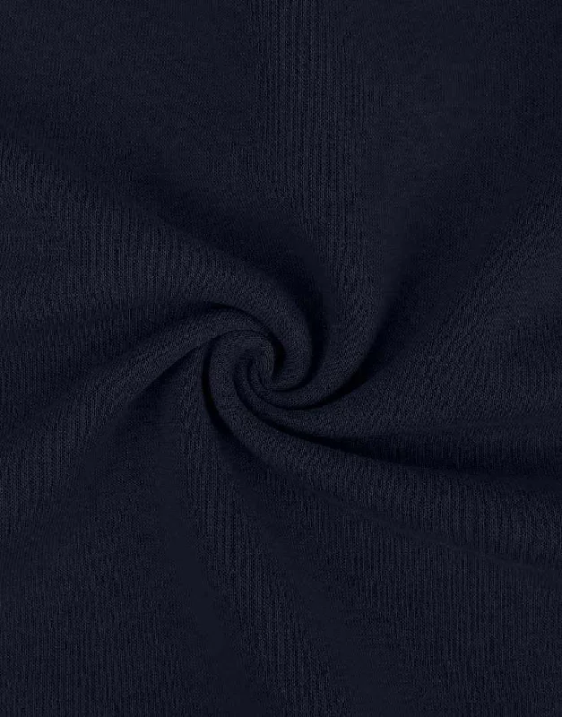 Navy Blue Sweatshirt Jersey Fabric Hoodie with Button Classic Timeless