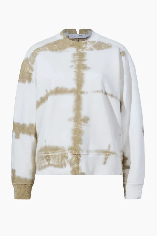 Proenza Schouler White Label Blake Tie Dye Sweatshirt - White/ Khaki Hoodie with Gradient Ombre Colorful