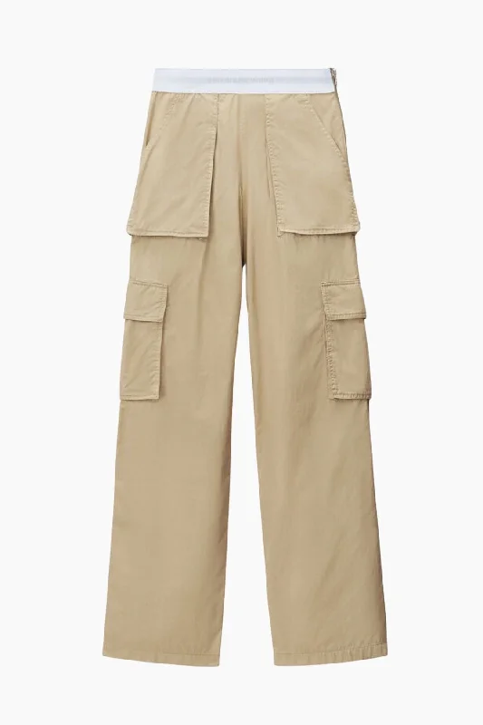 Alexander Wang Mid Rise Cargo Rave Pant - Feather Comfy Zip-Up Pants