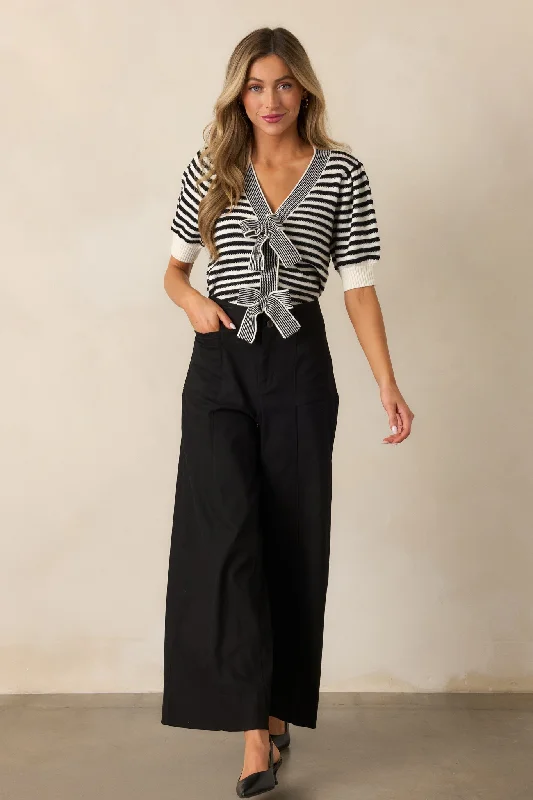 Daylight Glimmer Black Wide Leg Pants Relaxed Casual Leggings