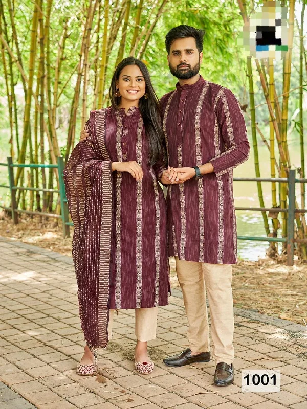 Occasion Special Couple combo of Kurta with Pajama & Kurti with Pants & Dupatta Dress Stylish Casual Pants