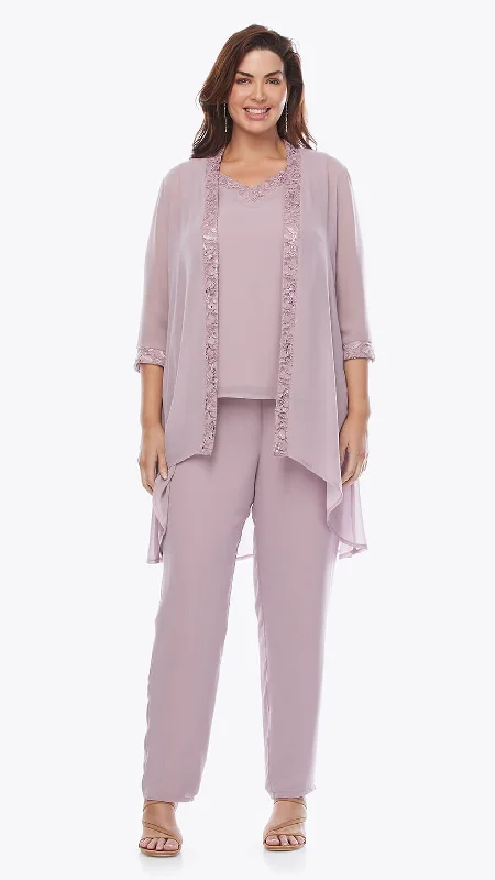 Layla Jones Chiffon Pant Suit (Rose and Sapphire) Comfortable Jogging Pants