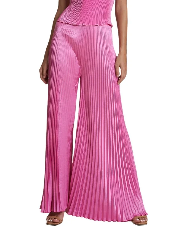 Bisous Pleated Pant Hot Pink Classic Bootcut Trousers