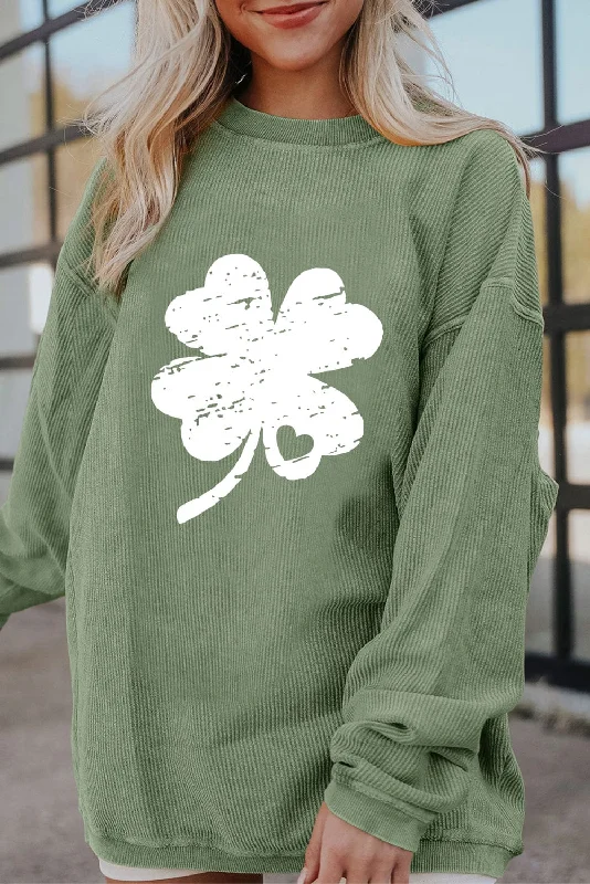 Simple Clover Design Sweatshirt Hoodie Jacket Zipper Layering