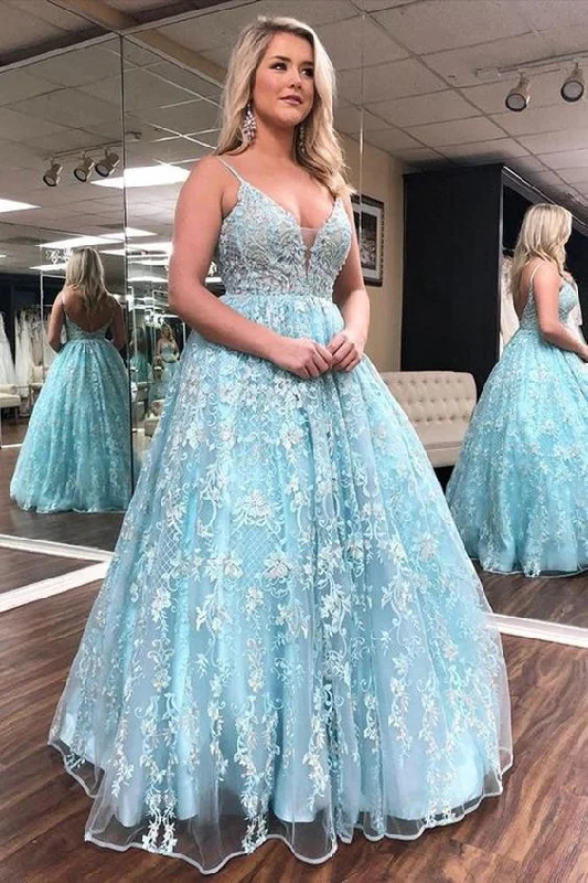 Lace Ball Gown Long Prom Dresses,Graduation School Party Dress     cg22679 Halter Neckline Beach