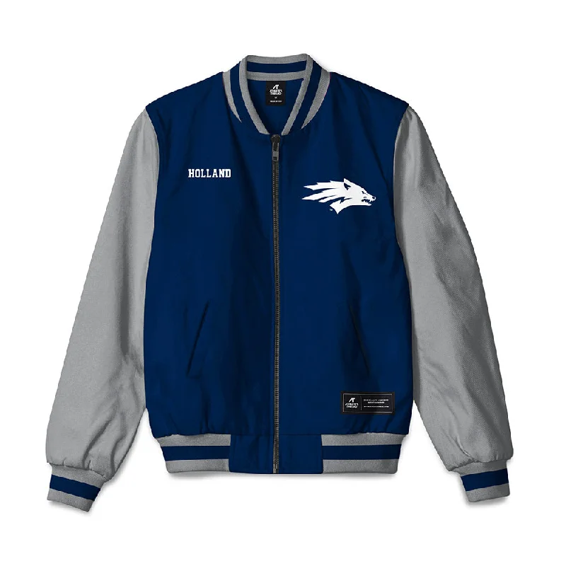 Nevada - NCAA Women's Track & Field : Misa Holland - Bomber Jacket Soft Touch Satin Bomber