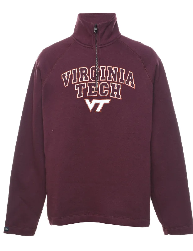 Quarter-Zip Virginia Tech Printed Sweatshirt - XL Hoodie with Mesh Breathable Sporty