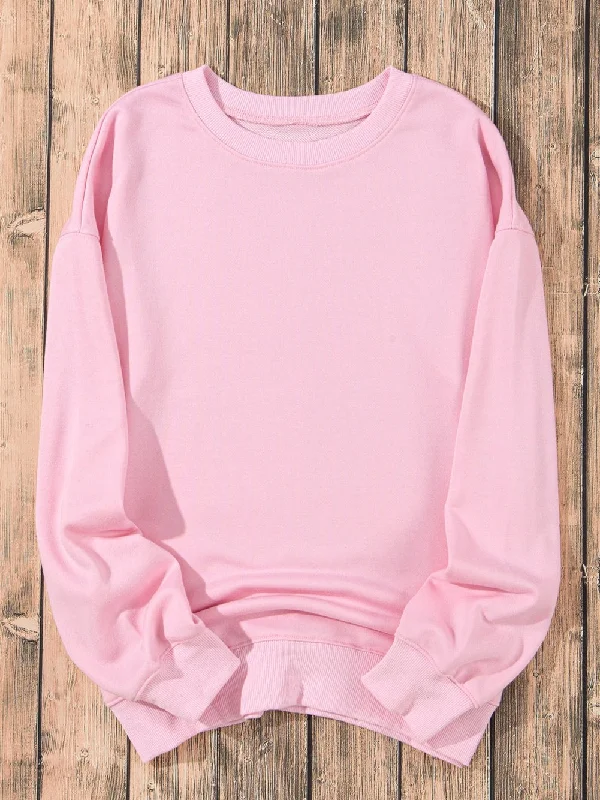 Oversized Pink Sweatshirt Hoodie with Cuffed Sleeves Snug Secure