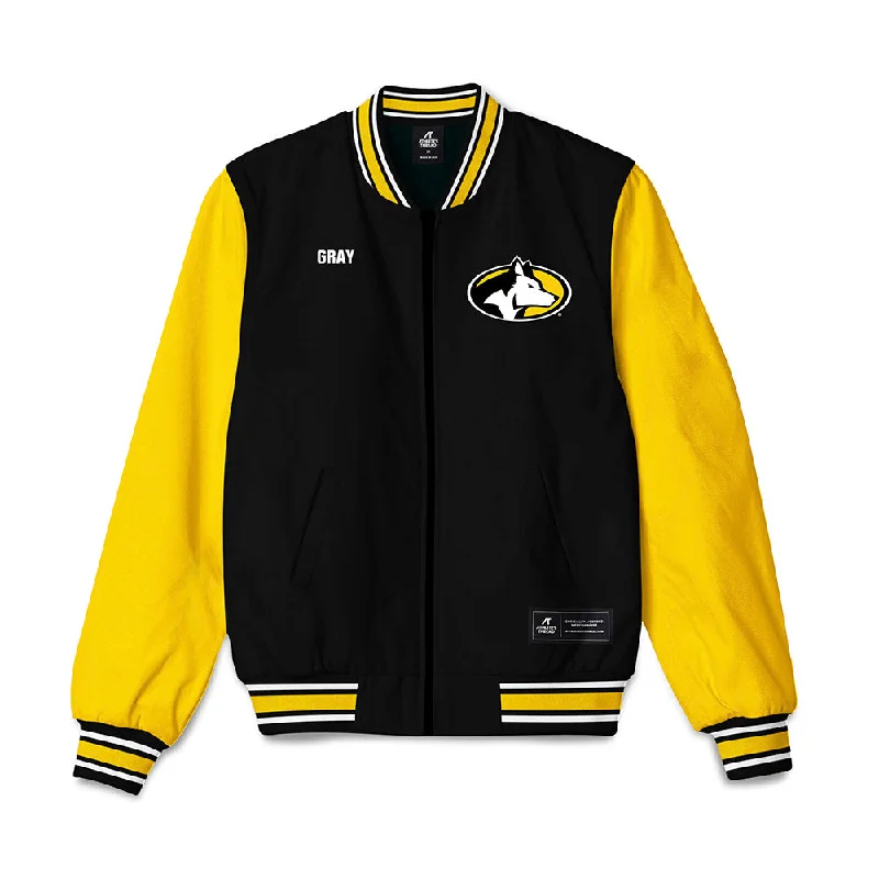 Michigan Tech - NCAA Women's Cross Country : Linnea Gray - Bomber Jacket Chic Monochrome Bomber