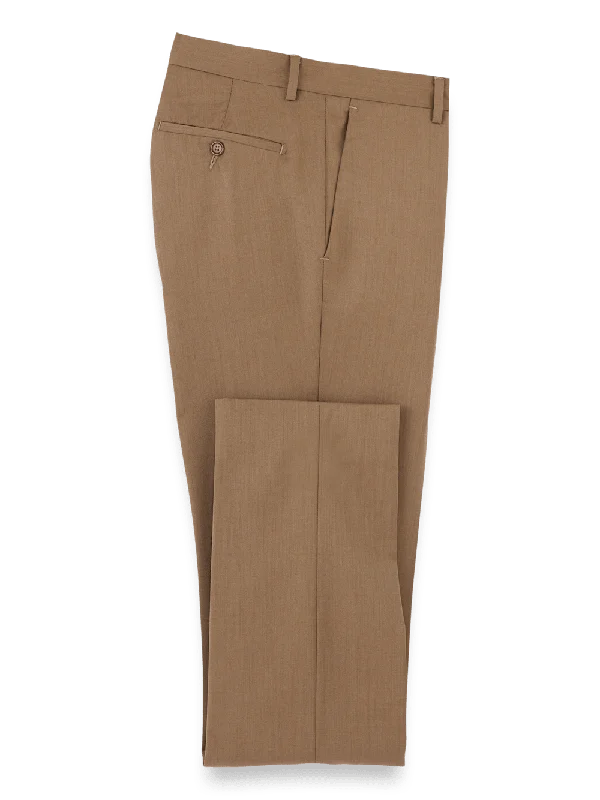 Wool Gabardine Pants - Light Brown Formal Stretch Pants