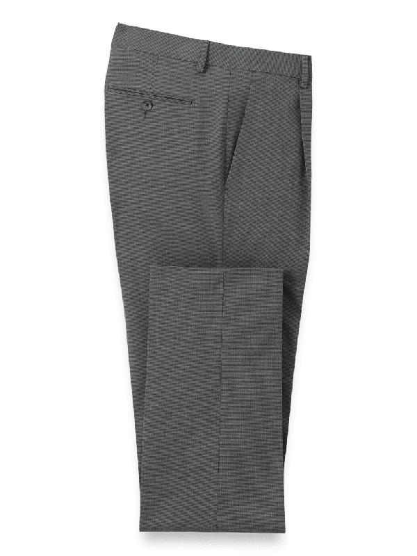 Microfiber Check Single Pleat Pants - Black/grey Comfortable Pleated Pants