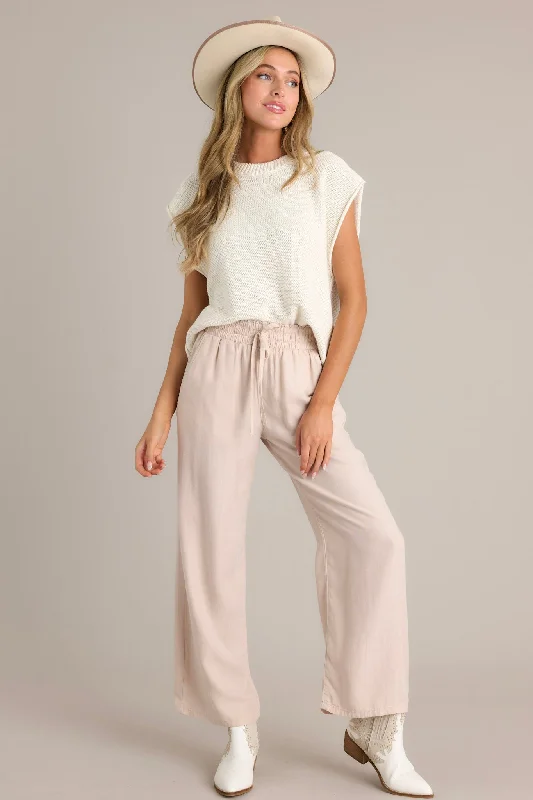 Midnight Comfort Beige Wide Leg Pants Sleek Black Pants