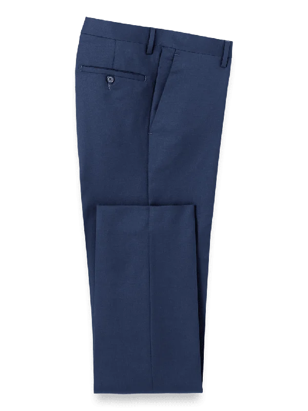 Wool Gabardine Pants - Bright Navy Soft Stretch Trousers