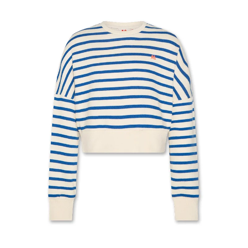 ABBY STRIPED LOGO SWEATSHIRT Hoodie with Thumb Holes Functional Cozy