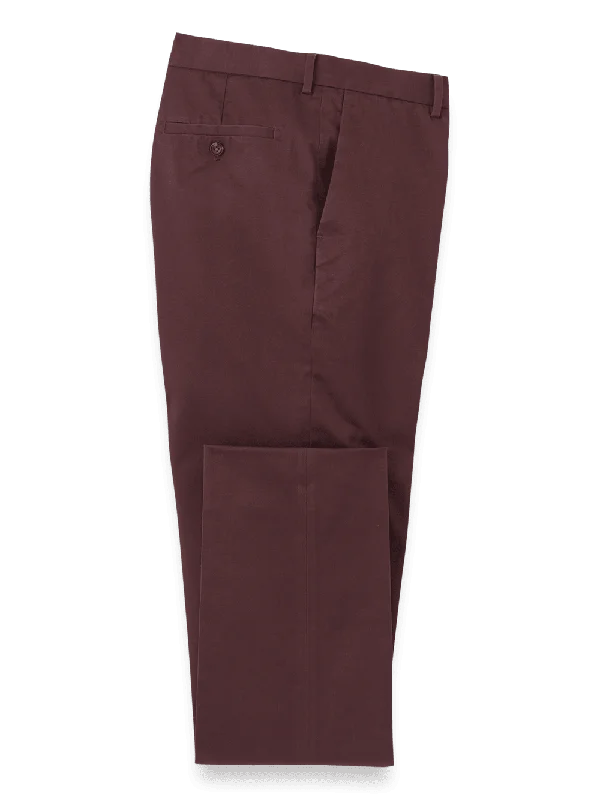 Non-Iron Cotton Stretch Twill Pant - Wine Comfy Athletic Pants