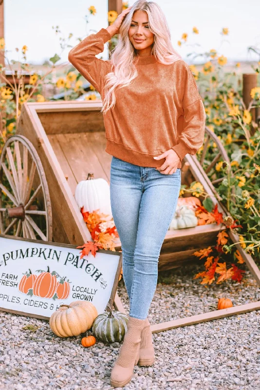 Autumn-Colored Oversized Sweatshirt Hoodie with Turtle Neck Cozy Winter