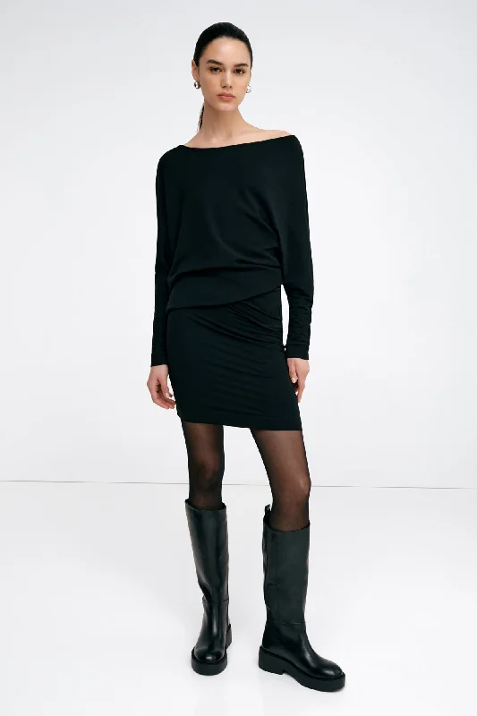 Beekman Sweatshirt Dress Hoodie with Slit Hem Functional Movement