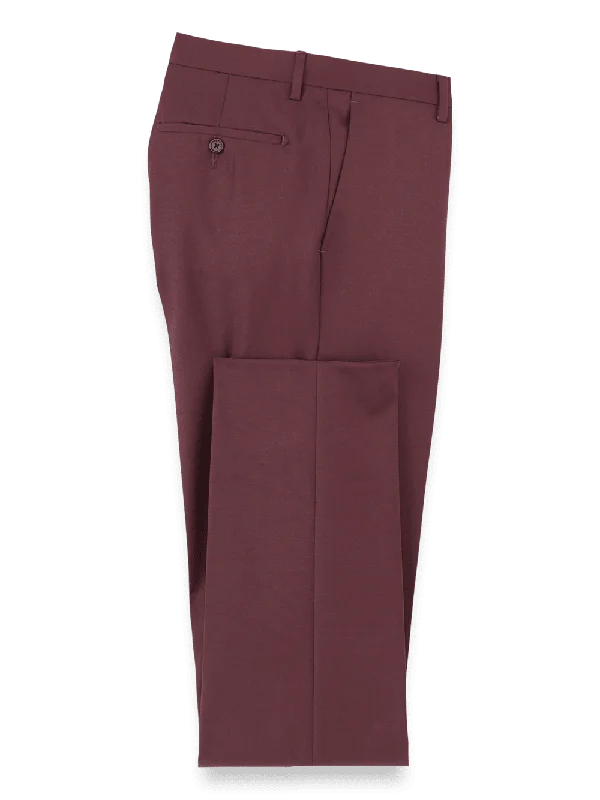 Wool Gabardine Pants - Burgundy Sleek Black Pants