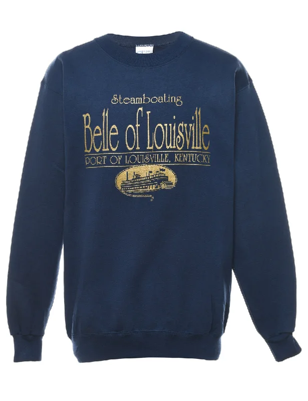 Belle Of Lousiville Steamboating Printed Sweatshirt - S Hoodie with Velcro Closure Adjustable Secure