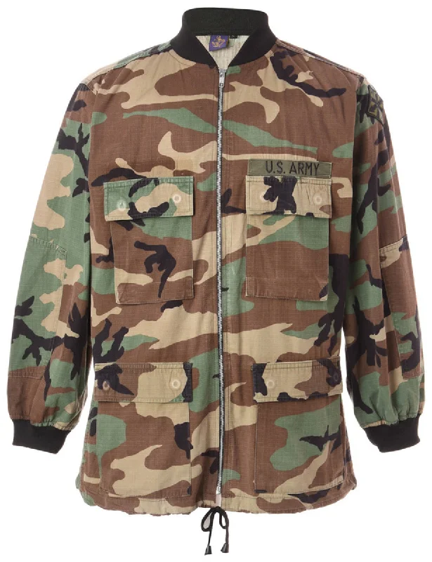 Reworked Workwear Jackson Camo Bomber Jacket - L Silky Smooth Bomber