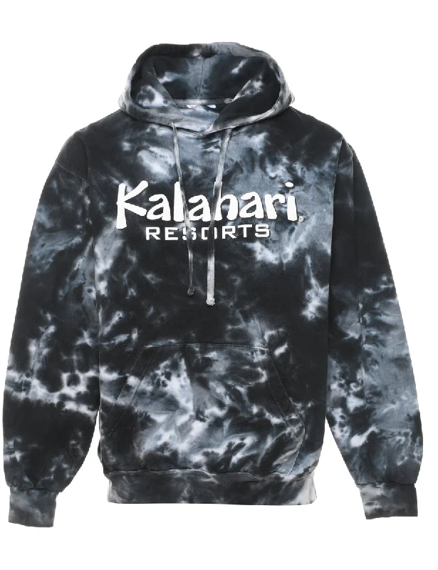 Dark Grey & Black Kalahari Resorts Printed Hoodie - M Hoodie with Strings Custom Fit Adjustable