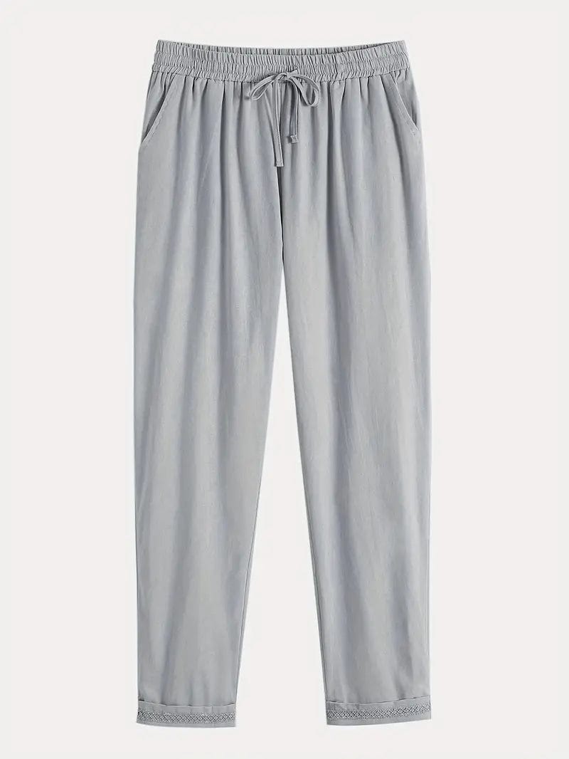 Casual Loose Fit Linen Pants Lightweight Jogger Pants