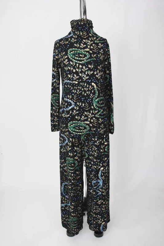 Thief & Bandit Hand Printed Snakes Pant Set Trendy High-Waist Trousers