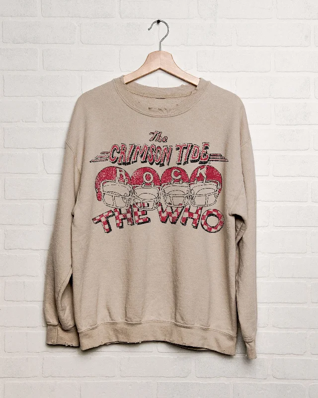 The Who University of Alabama Rock Sand Thrifted Sweatshirt Hoodie with Ribbed Neckline Snug Warm