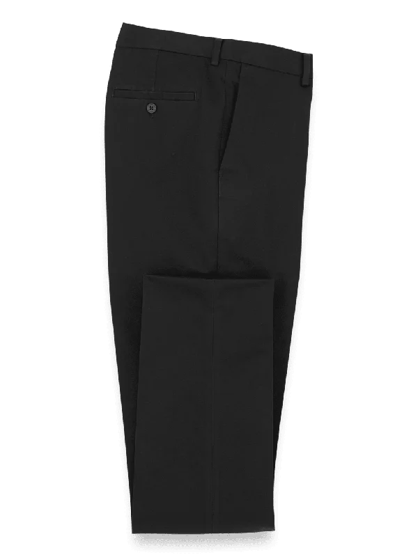 Non-Iron Cotton Stretch Twill Pant - Black Stylish Paperbag Waist Pants