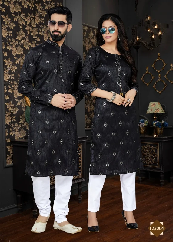 Occasion Special Couple Combo of Kurta with Payjama and Kurti with Pants Formal Dress Pants