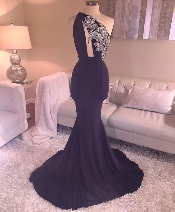 One Shoulder Prom Dress, Mermaid Prom Dress,Applique Prom Dress,Fashion Prom Dress,Sexy Party Dress      cg23005 Tunics Sophisticated sleek