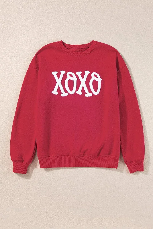 Red Christmas Sweatshirt Hoodie with Oversized Fit Loose Comfortable