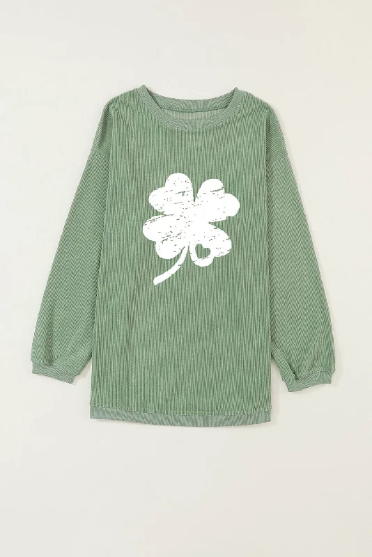 Women's St. Patrick's Day Clover Sweatshirt Hoodie with Button Classic Timeless