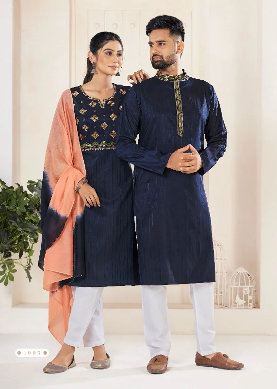 Festival Couple combo of Kurta with Pajama & Kurti with Pants & Dupatta Couple Goal X Cozy Lounge Pants