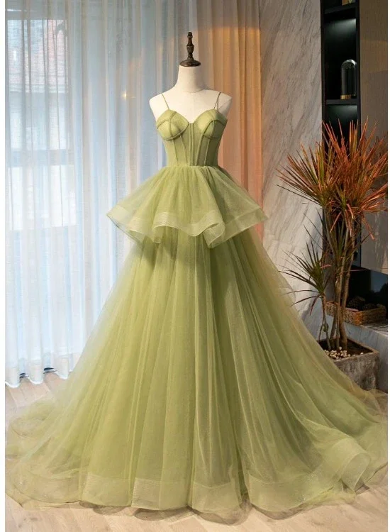 Beautiful Light Green Sweetheart Layers Princess Formal Gown, Green Tulle Long Party Dress prom dress   cg21698 Tunics Sophisticated sleek