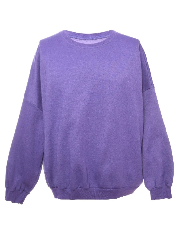 Purple Plain Sweatshirt - L Hoodie with Sequins Glamorous Eye-catching