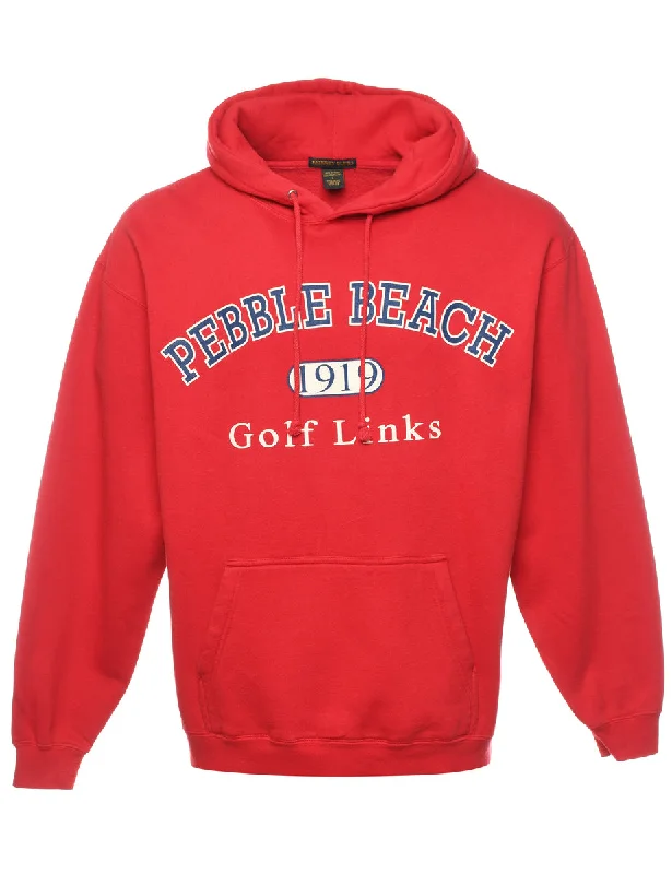 Pebble Beach Golf Links Printed Hoodie - L Hoodie with Hem Applique Textured Unique