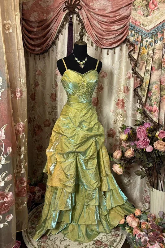 A Line Green Straps Sleeveless Party Dress Green Long Prom Dress      cg25259 Tunics Brand named