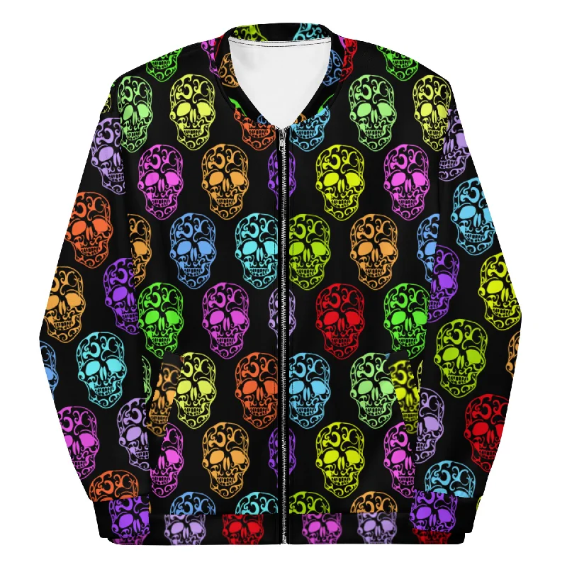 Rock+Reb£llion Sugar Skulls Unisex Bomber Jacket Soft Suede Bomber