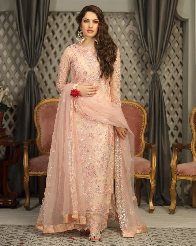 Embroidered Net Pink Salwar Kameez Pakistani Party Dresses Tunics Chic fashionable