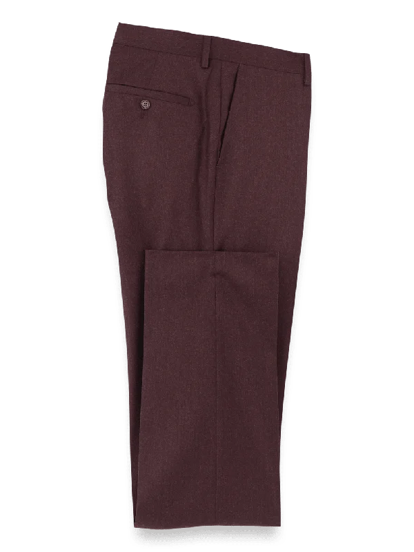 Wool Flannel Pants - Burgundy High-Waist Jeans