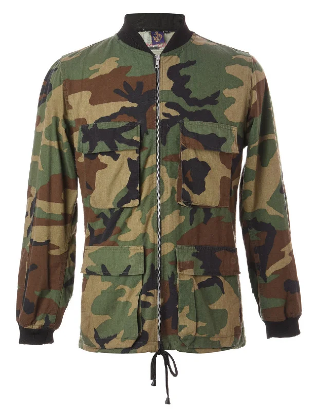 Reworked Workwear Jackson Camo Bomber Jacket - XS Retro-Inspired Bomber