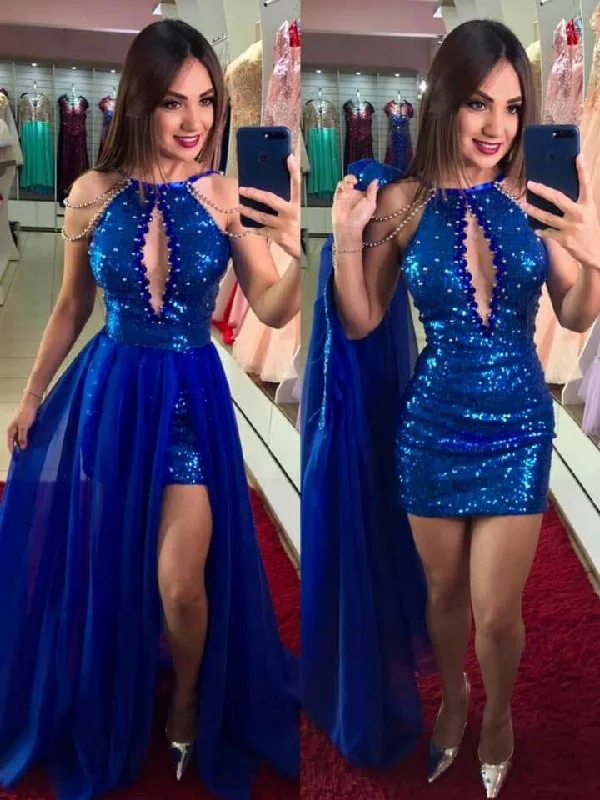 Blue Prom Dresses Formal Evening Party Dress    cg21196 Glittery Long Formal