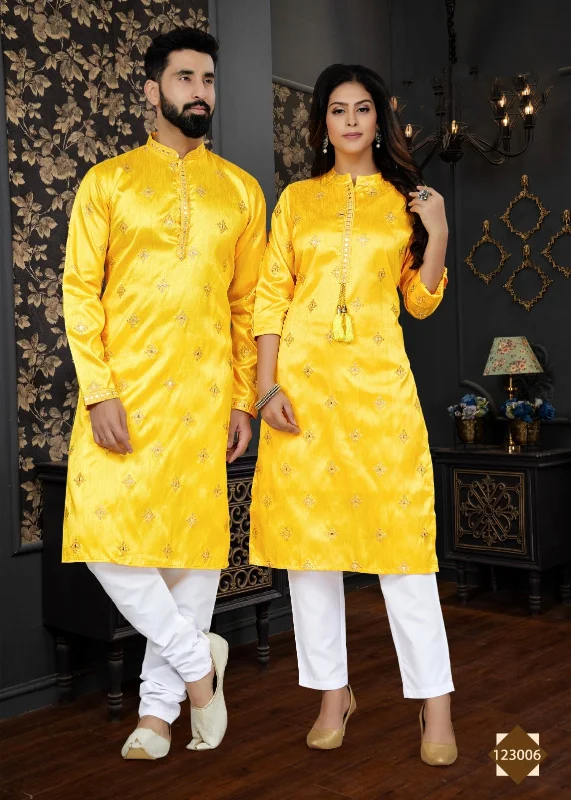 Occasion Special Couple Combo of Kurta with Payjama and Kurti with Pants Modern Bootcut Pants