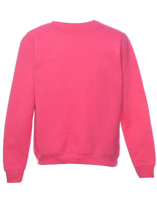 Pink Plain Sweatshirt - S Hoodie with Lining Warm Insulated